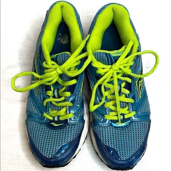 Saucony Oasis 2 grid turquoise and neon yellow running shoes size 7.5 - Picture 7 of 16